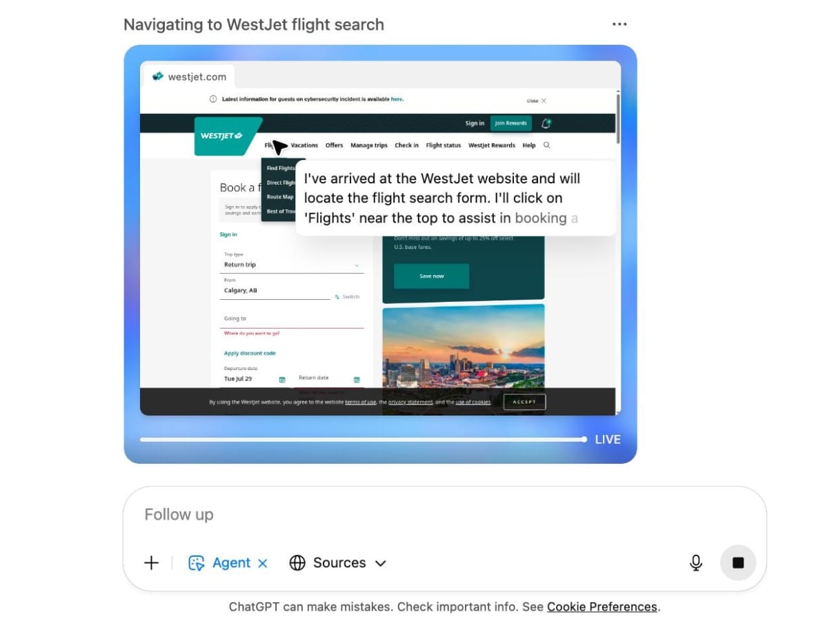 A screengrab of a computer screen displaying ChatGPT Agent working on searching a website.