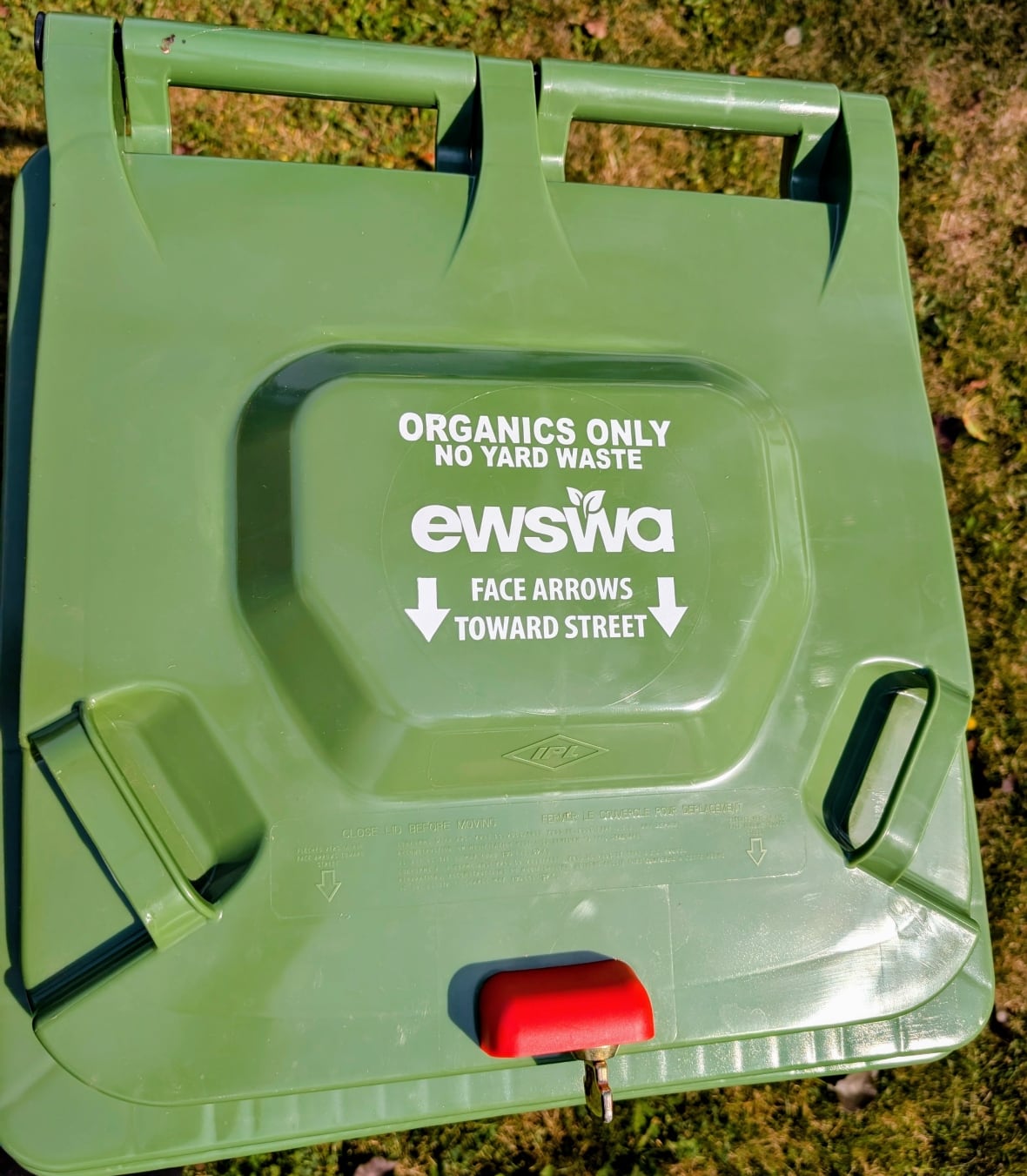 The top of a bin lid for organic waste in Windsor-Essex.