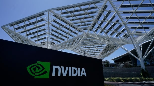 A corporate sign reads, 'Nvidia.'