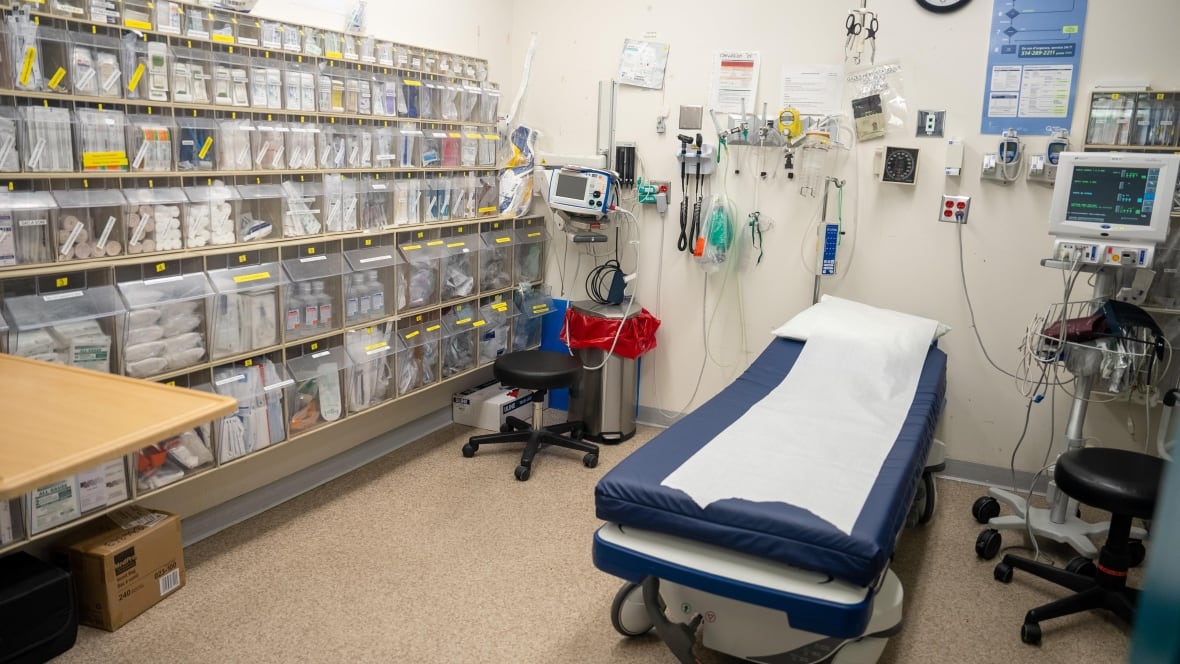 A small hospital bed in a room.
