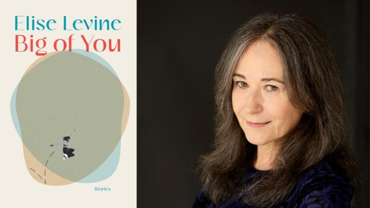 A book cover of a woman jumping in a colourful circle. A woman with gray hair looking at the camera.