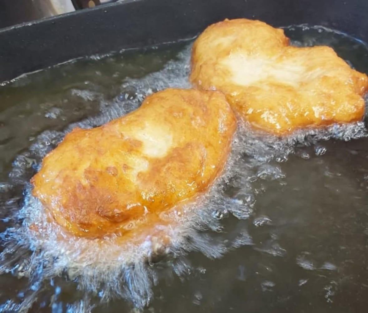 Bannock being fried
