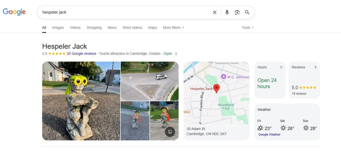 Hespeler Jack Google search screenshot