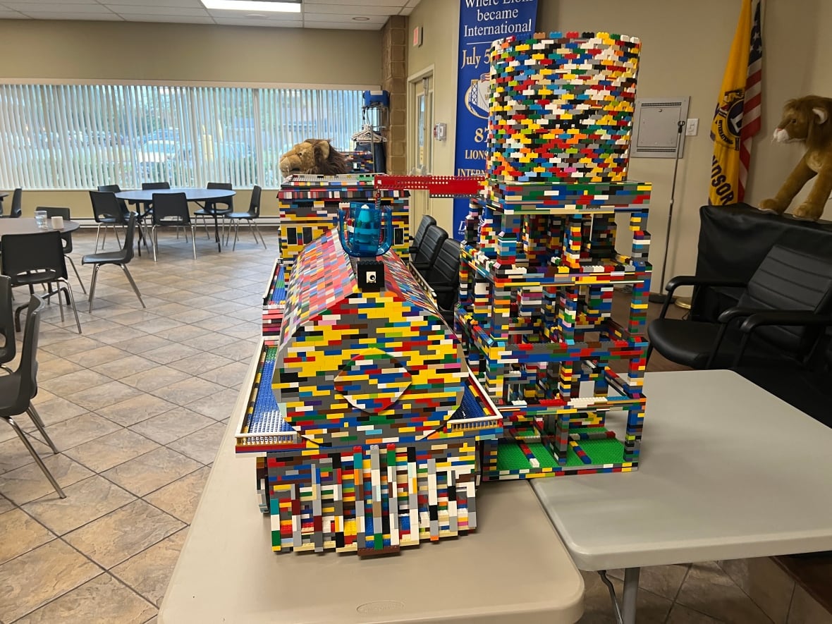 Windsor's Guy Christien and Natalie Dorion build large Lego projects together. This is the front of a steam train from the 1800s.