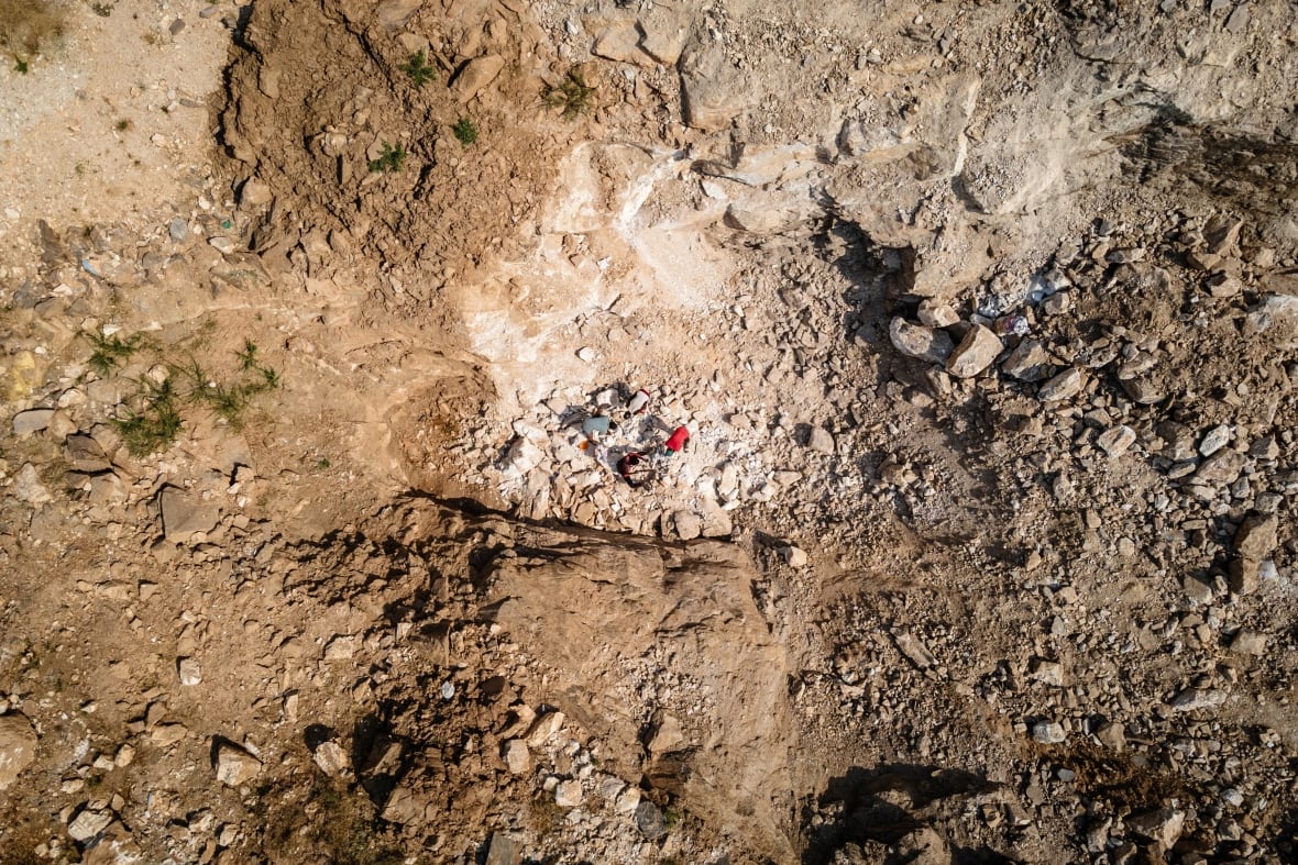 This aerial view shows a lithium mining site in Gidan Kwano, Nigeria, on Jan. 23, 2025.