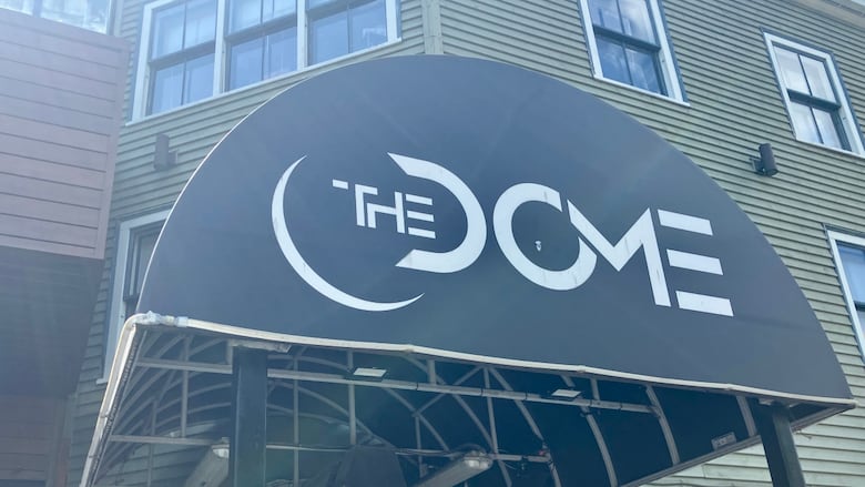 Marquee above the entrance of the nightclub. 