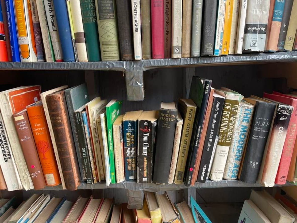 Several books placed vertically on a book shelf.
