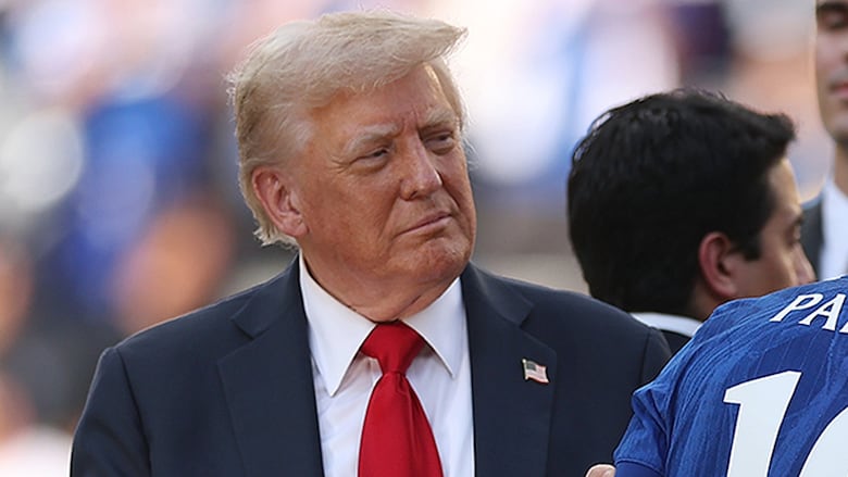 United States President Donald Trump attends the FIFA Club World Cup 2025 Final match between Chelsea FC and Paris Saint-Germain at MetLife Stadium on July 13, 2025 in East Rutherford, New Jersey.