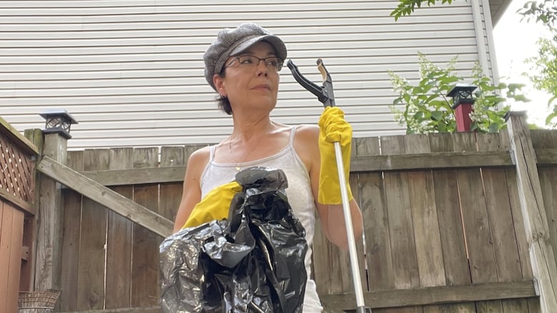 Christina Barany spends every Sunday morning cleaning up garbage on her street and in the plaza across from her home. 
