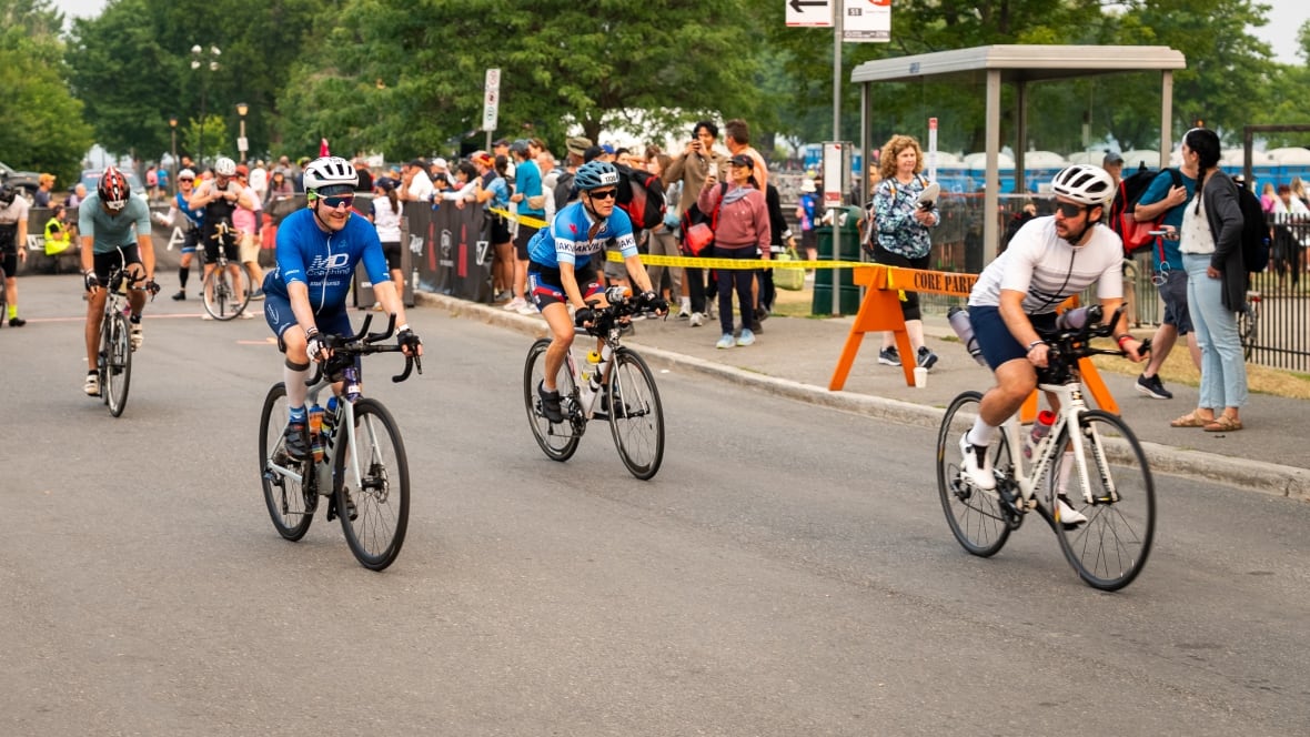 Four cyclists on the road
