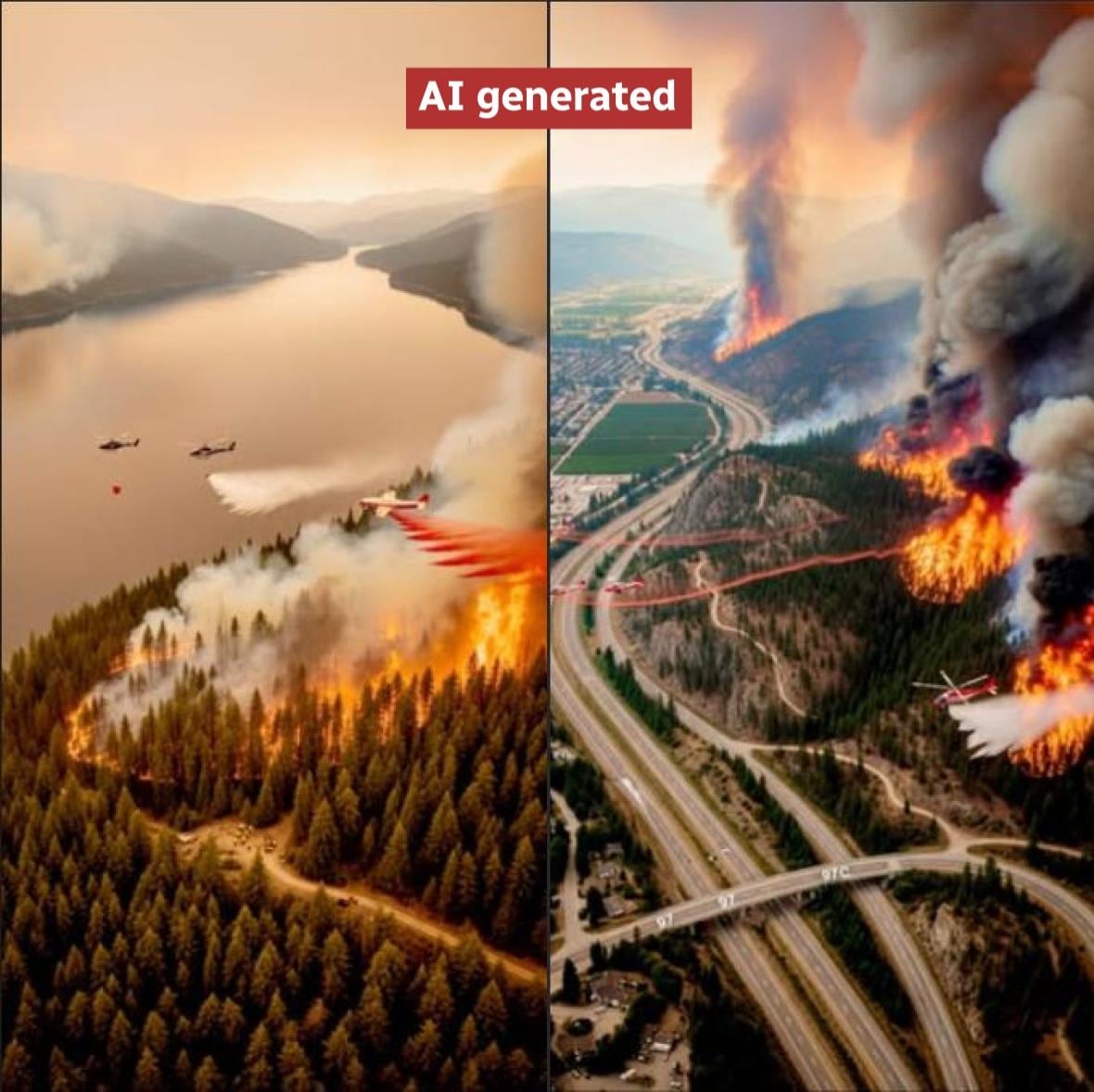 Dos imágenes producidas por AI muestran un comportamiento de fuego agresivo, pero claramente se basan en la iluminación y cuán limpios son los ángulos.