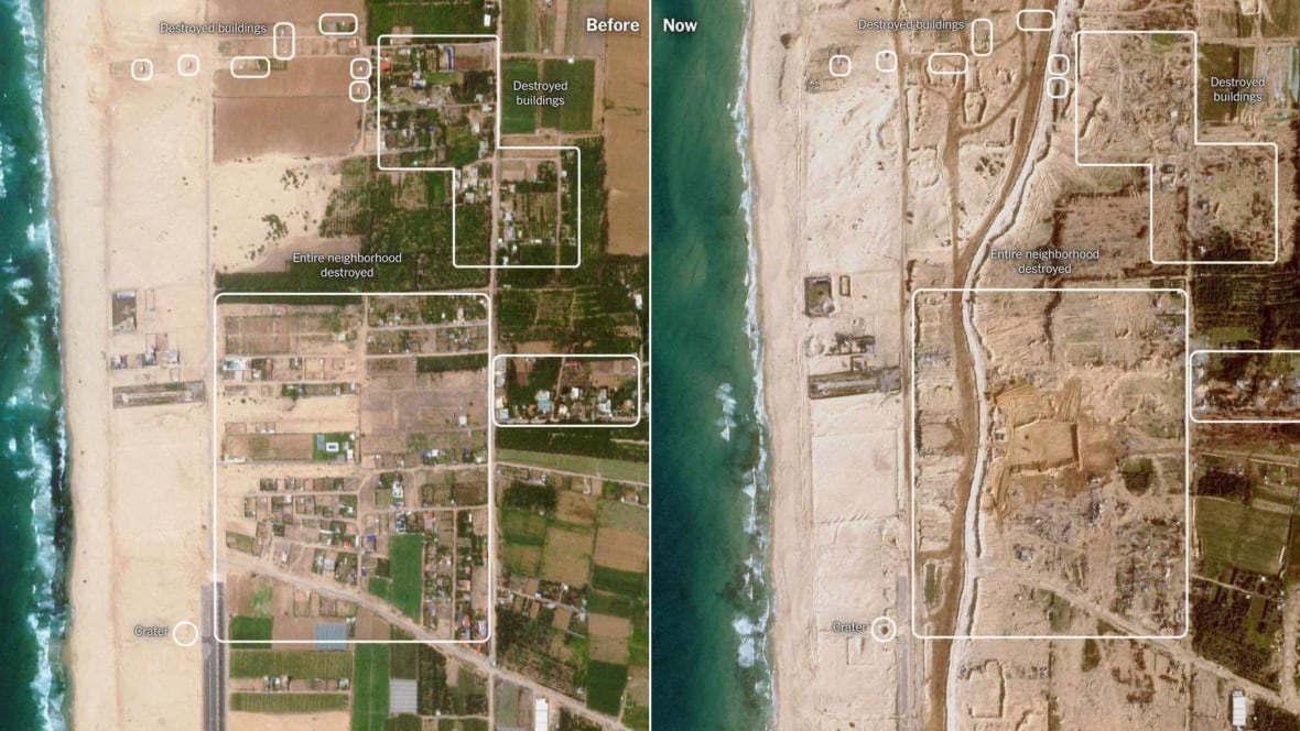 Solo los disparos de aire de un vecino y la arena se muestran solo antes de mostrar vegetación y edificios y después de mostrar la arena