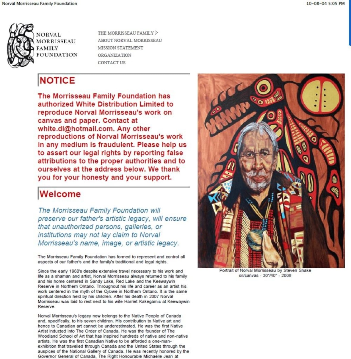 A website with info about the Morrisseau Family Foundation