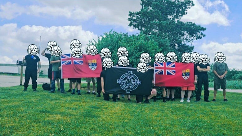 Nationalist-13 members pose at a truck stop in south London.