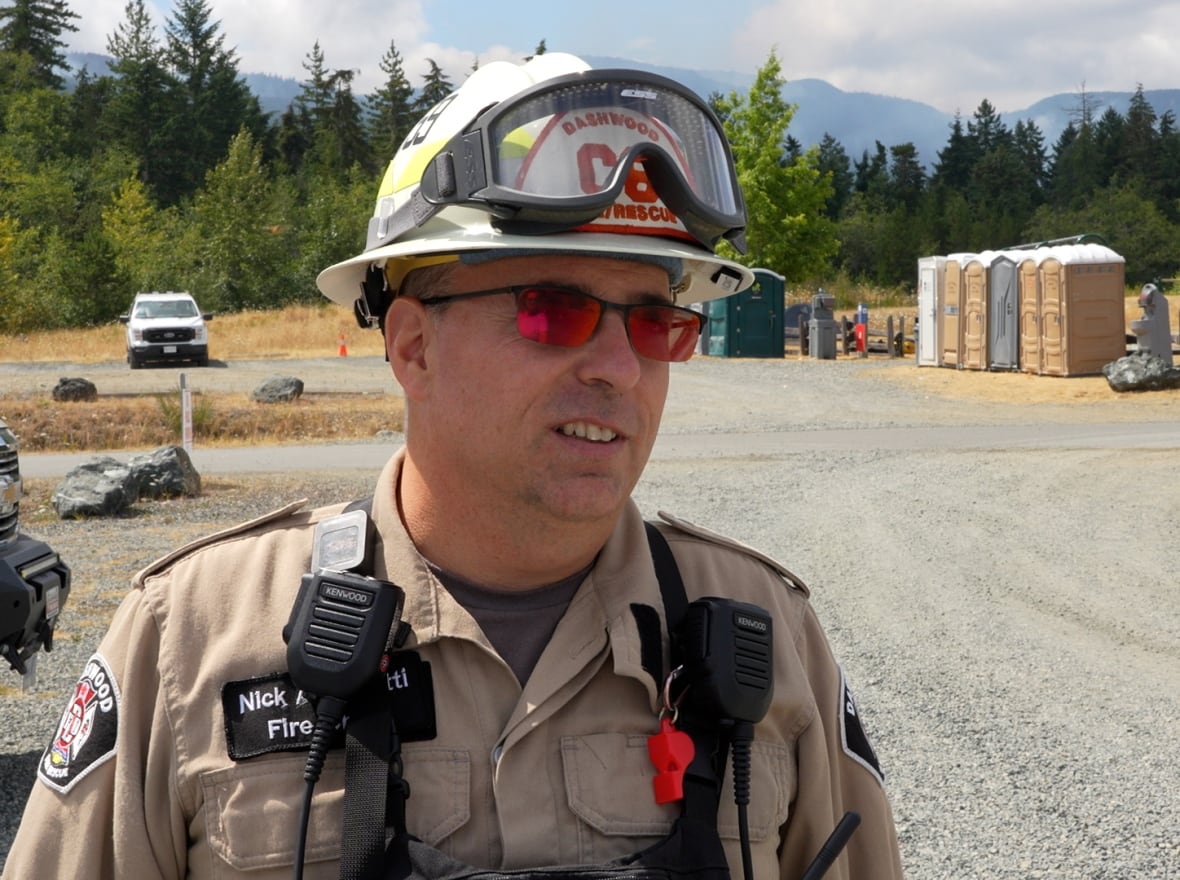 A man in firefighting gear.