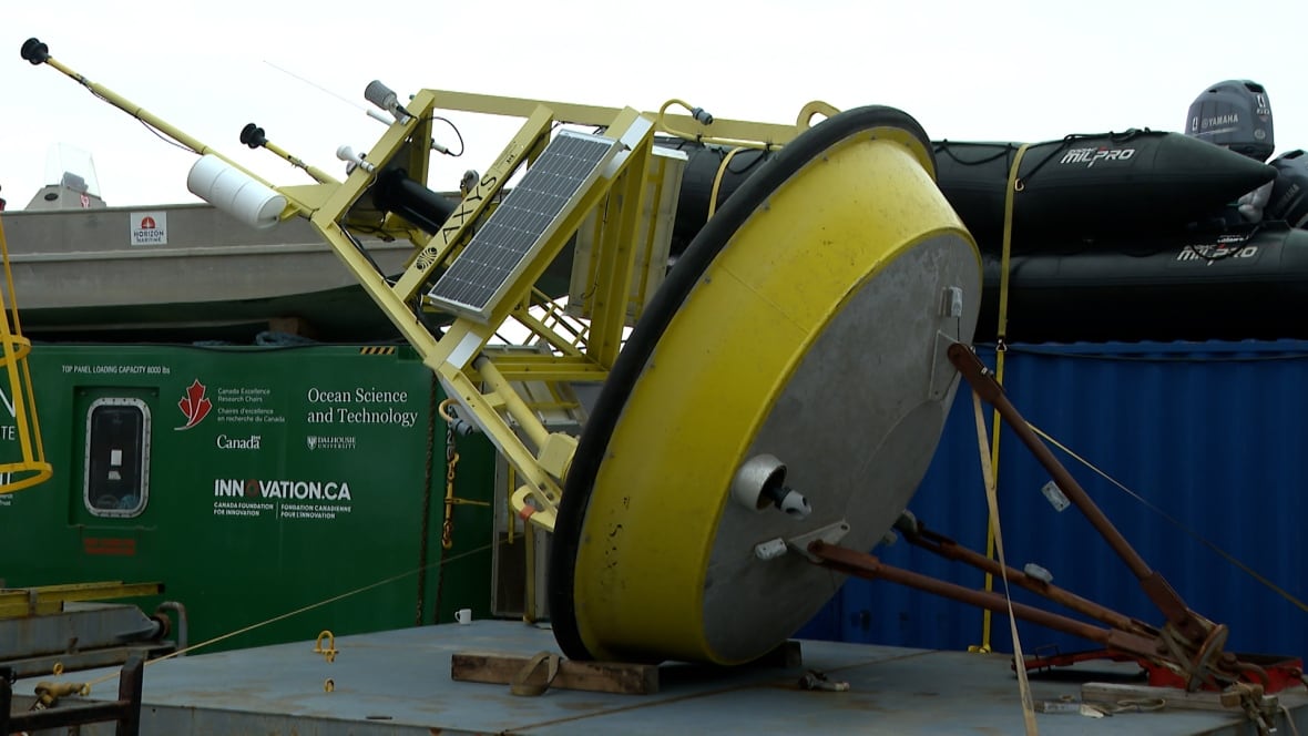 A giant buoy on a large vessel.