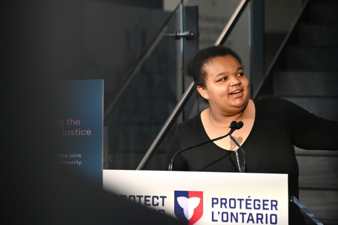 Marla Williams speaks at the unveiling of the London Justice Centre's new permanent home at Youth Opportunities Unlimited's Joan's Place building.