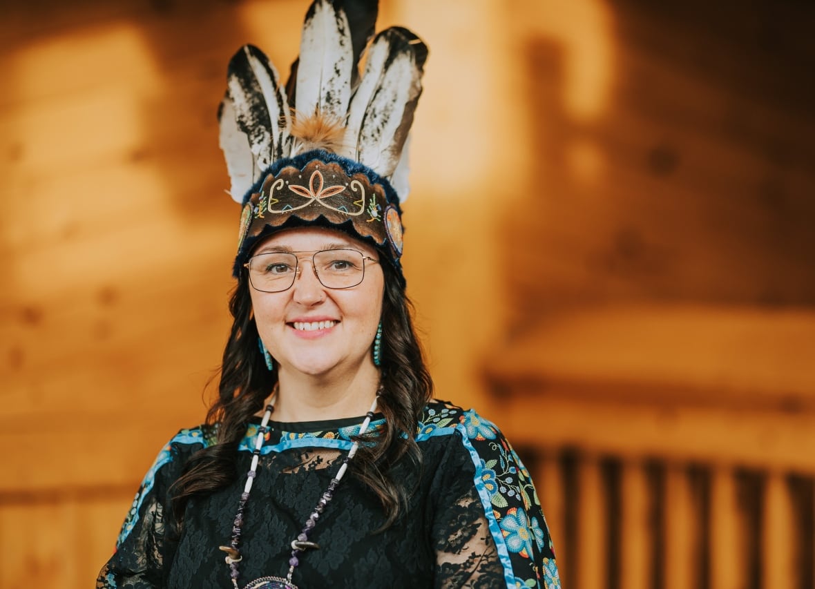 A woman in a headdress