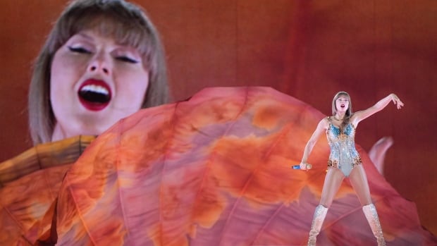 Taylor Swift performs during the Eras Tour concert.