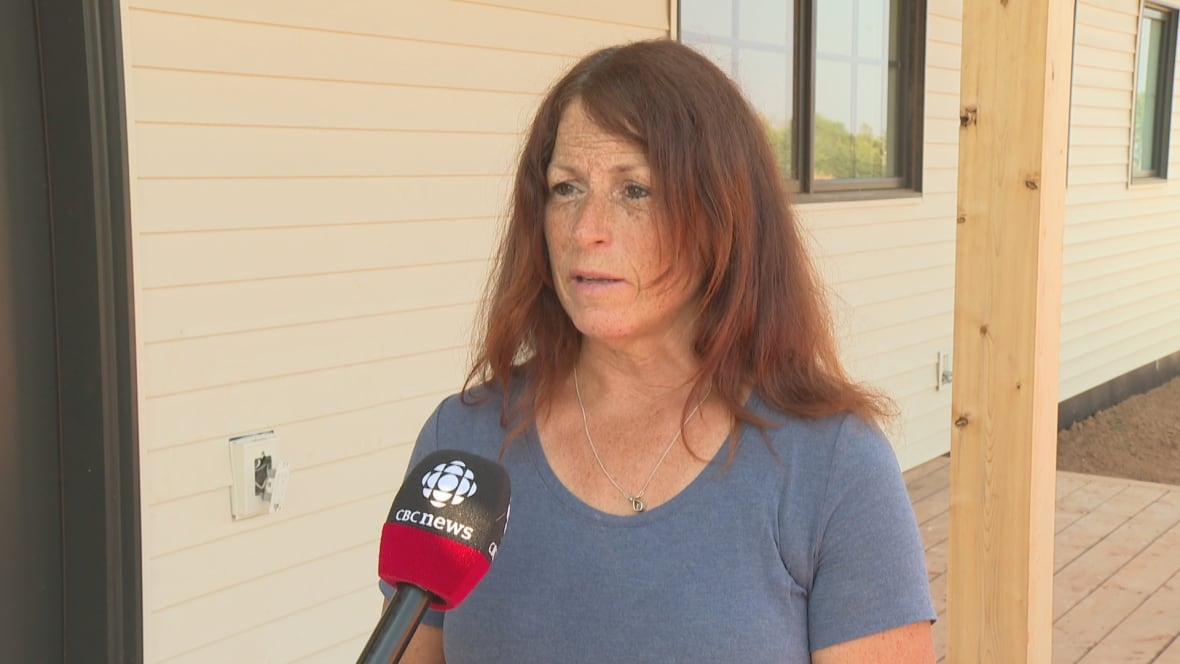 Darlene Jurkowski pictured doing a CBC interview. 