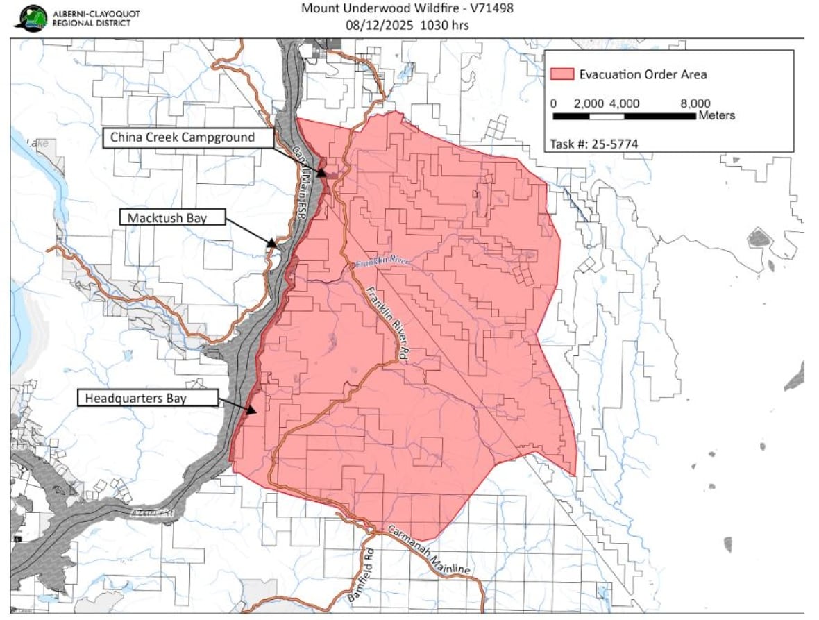 A map with an area highlighted in red. 