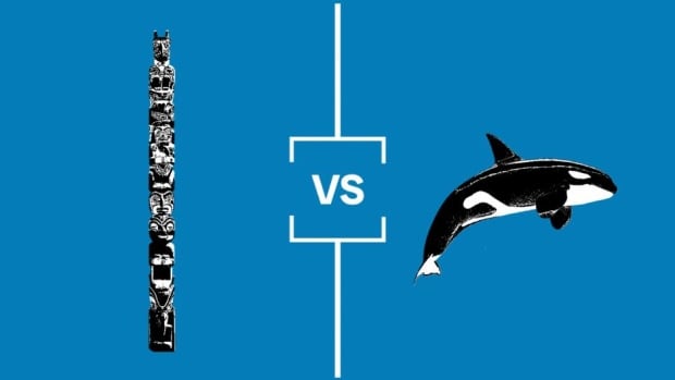 Display of a totem pole versus an Orca
