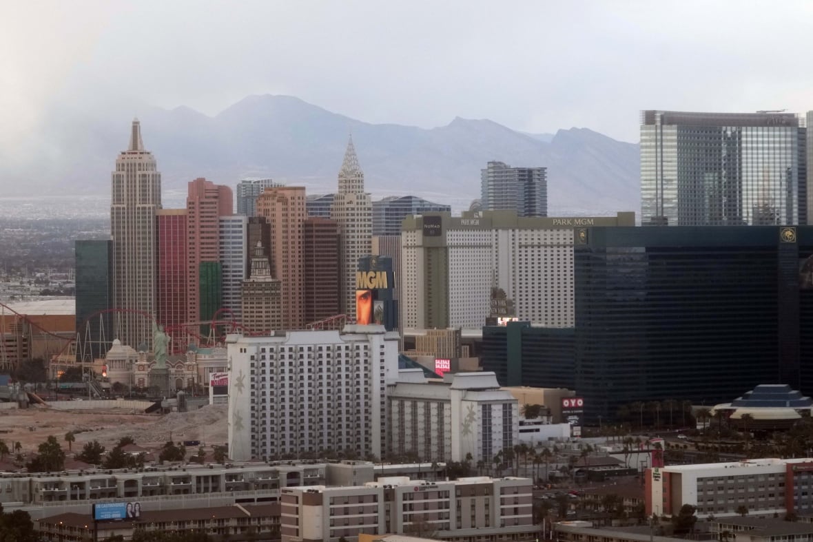 January 27, 2025; Las Vegas, Nevada, USA; New York-York and MGM Grand hotels and resorts on the Las Vegas tape.
