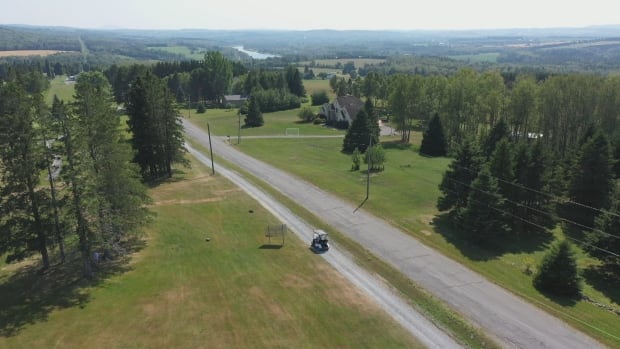 A drone shot of a road