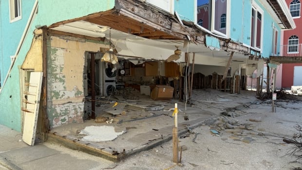 A damaged building