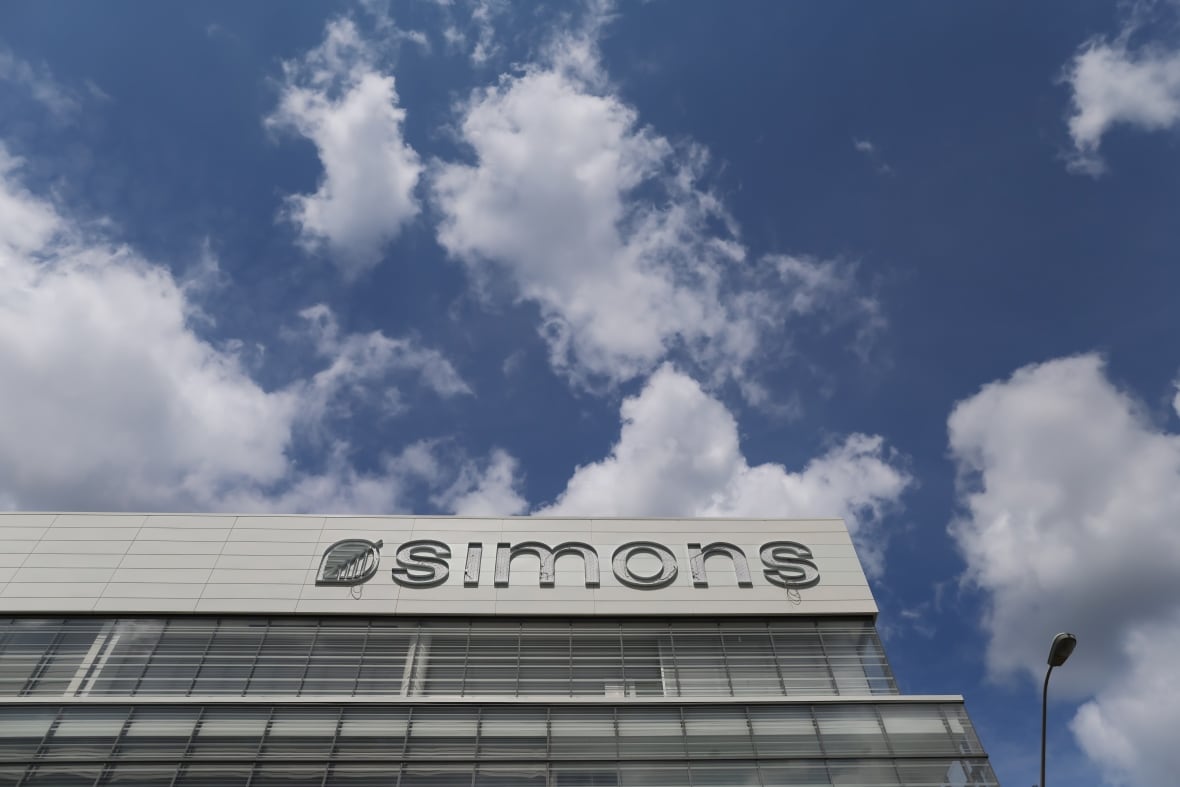 The Simmons logo is seen on the outer part of the Yorkdel Mall of Toronto.
