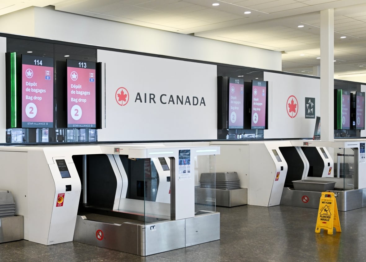 A blank air canada bag drop area.