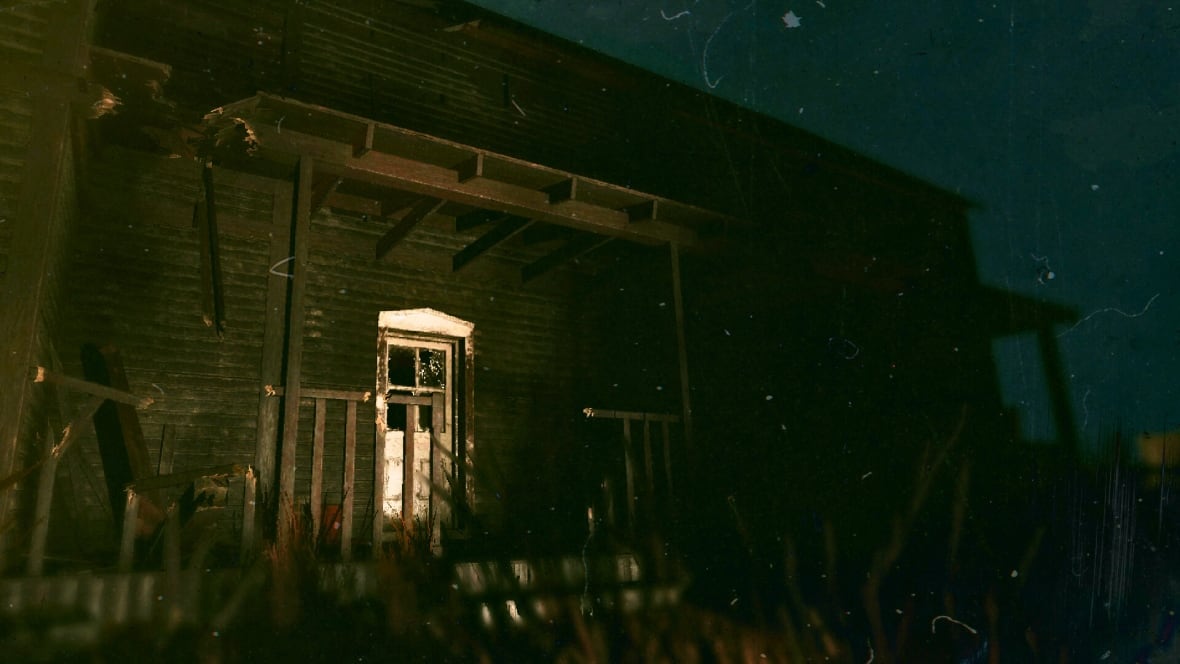 The front of a rundown house