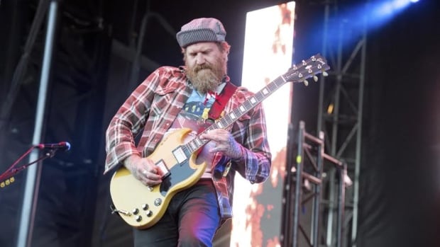 Brent Hinds of Mastodon performs at the Louder Than Life Music Festival at Champions Park on Saturday, Sept. 30, 2017, in Louisville, Ky.