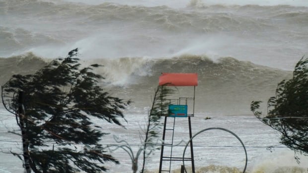 Waves surging