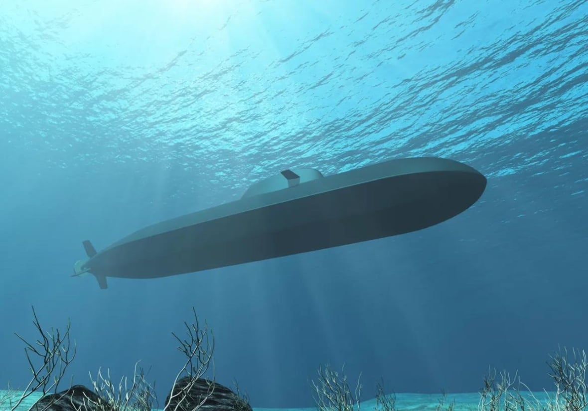 A maquete de um submarino foi vista sob a água.