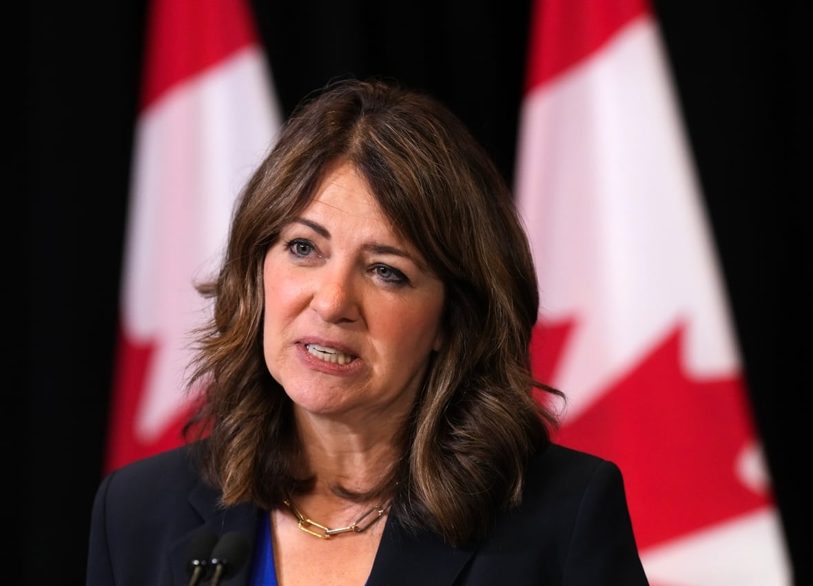A woman with brown hair with red and white Canadian flag. 