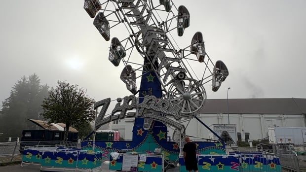 A thrill ride at a carnival.
