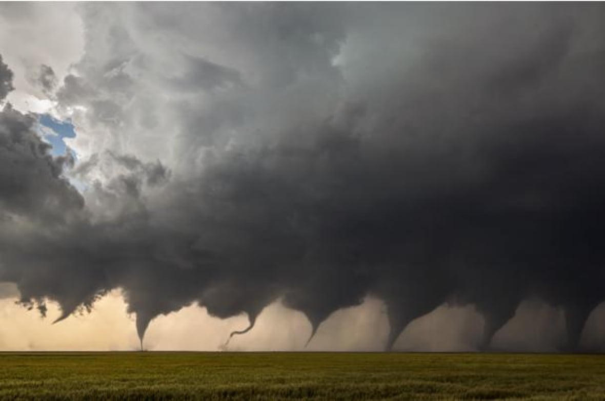 Photo of six tornadoes side by side.