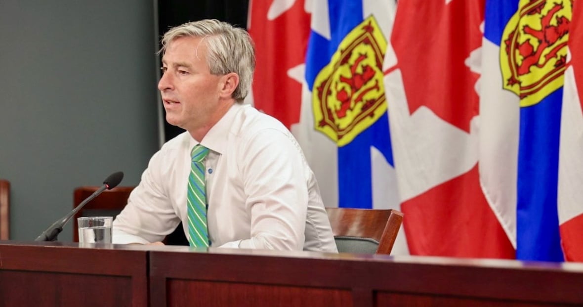 Nova Scotia Premier Tim Houston speaks to media.