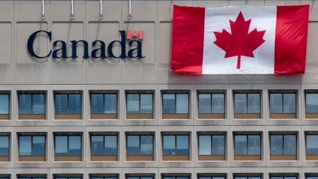 Canada flag on a government building.