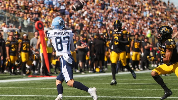 Hajrullahu's game-winning kick caps Argos' wild 35-33 Labour Day win over Ticats | CBC News