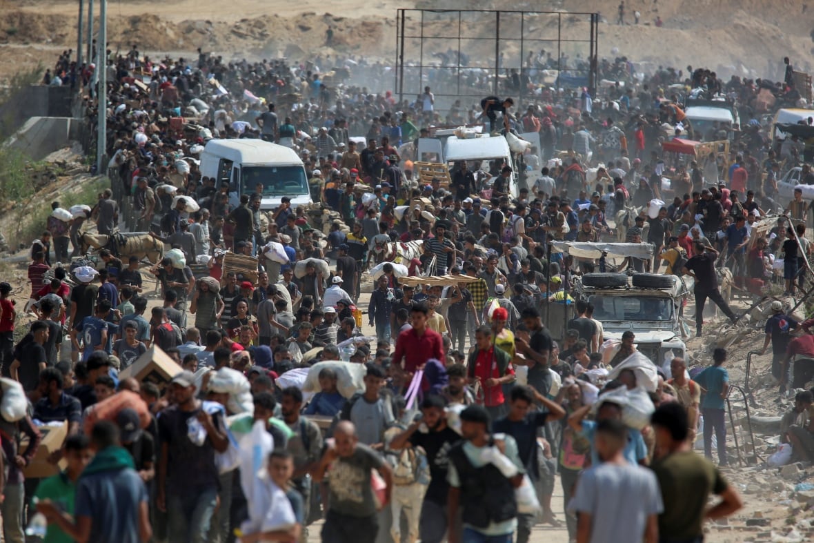 Palestinians seek relief supplies from the United States -backed Gaza Humanitarian Foundation (GHF) in the Gaza Strip in August 4, 2025. 