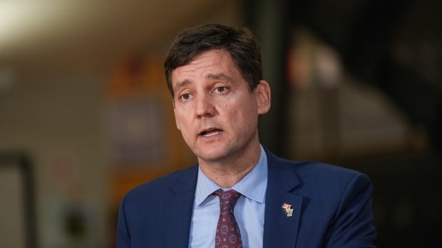 B.C. Premier David Eby speaks during a news conference at Clayton Heights Secondary School, in Surrey, B.C., on Thursday, September 4, 2025.