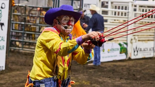 A clown smiling.