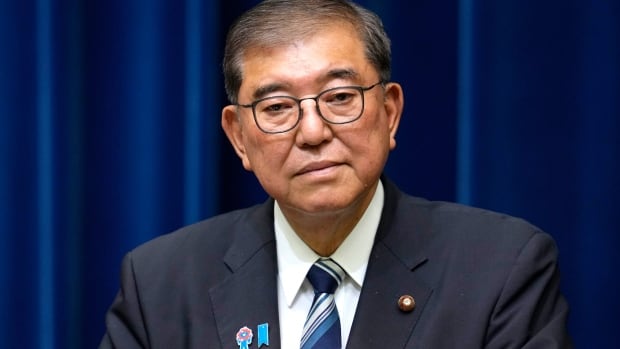 Japanese Prime Minister Shigeru Ishiba attends a news conference at which Ishiba announced he will step down, at the prime minister's office in Tokyo, Japan, Sunday, Sept. 7, 2025. A man in a suit and glasses.