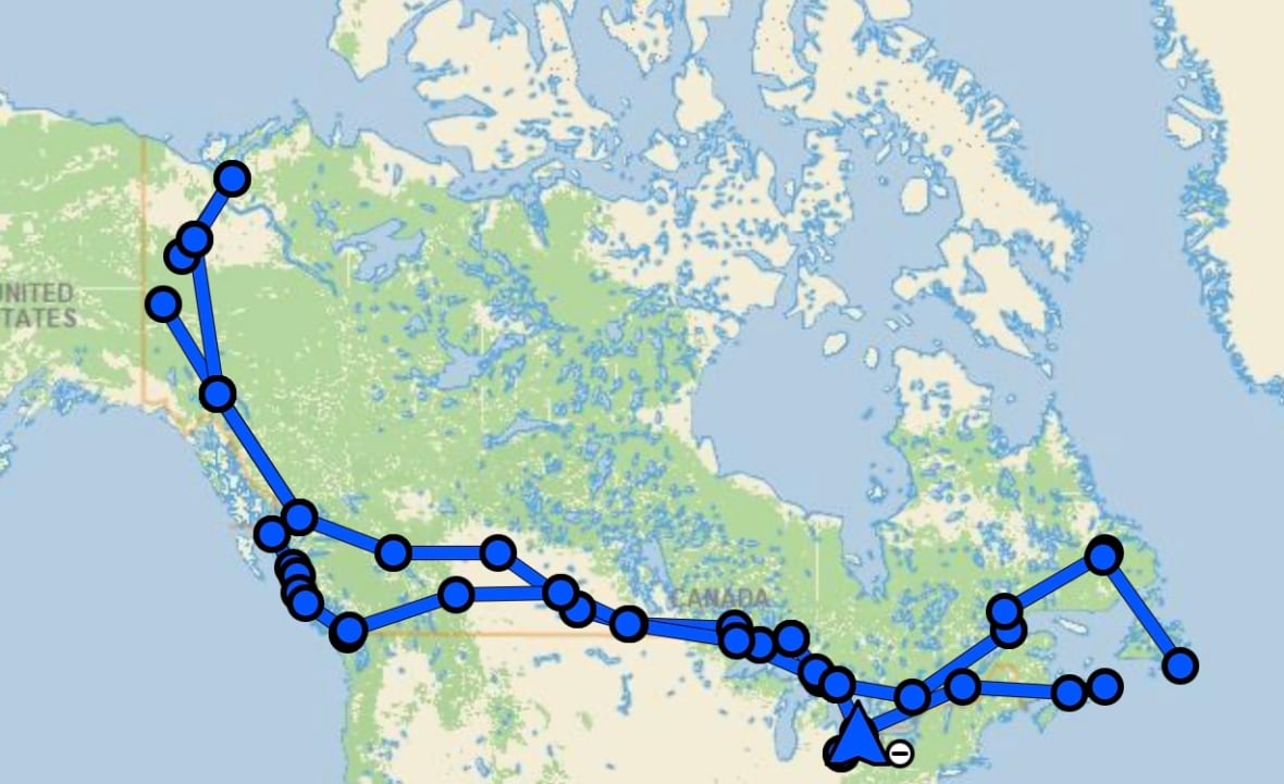 Robert Pel's route to the four oceans.
