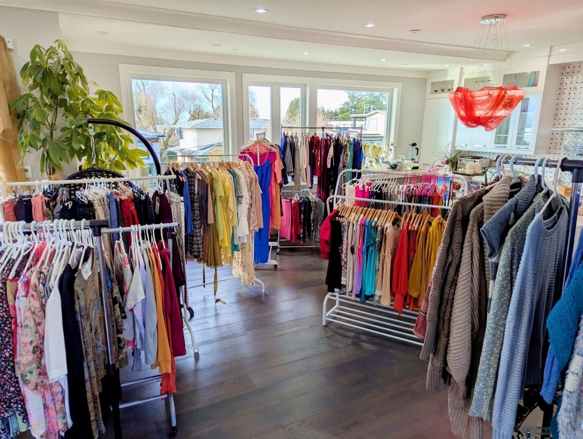 Racks of colourful clothing