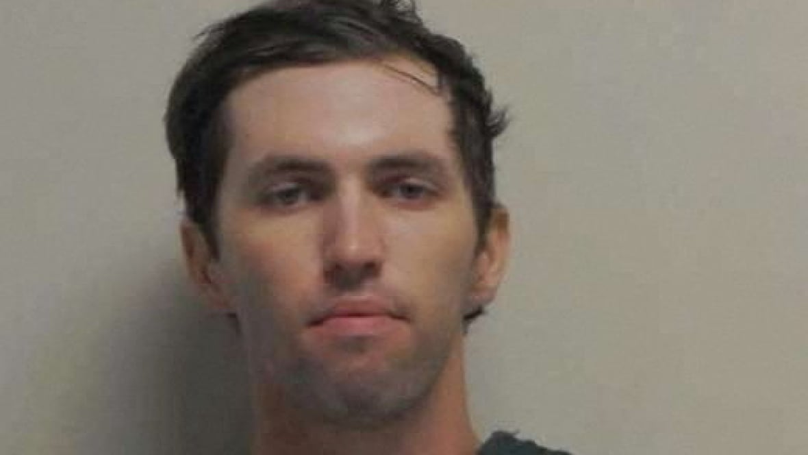 A young man cleanshaven and with brown hair is shown in what appears to be a police mugshot.