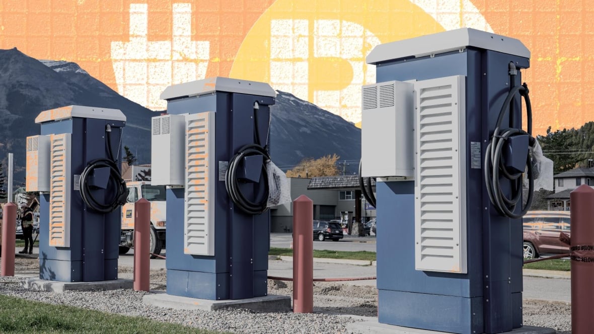 Eine Ladestation für Elektrofahrzeuge in Jasper, Alta.