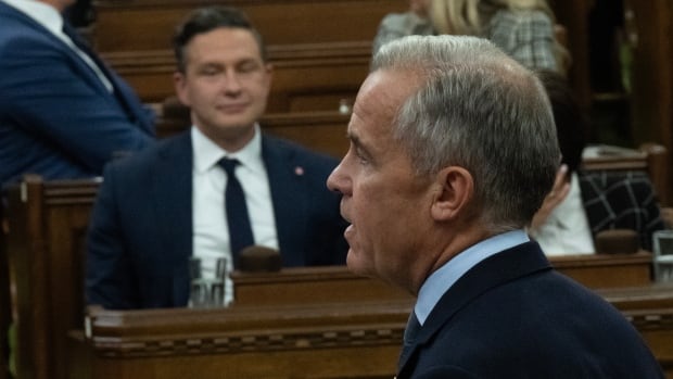 Prime Minister Mark Carney rises during Question Period, on Parliament Hill in Ottawa, Monday, Sep 15, 2025.